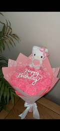 Hello kitty theme 15 rose bouquet